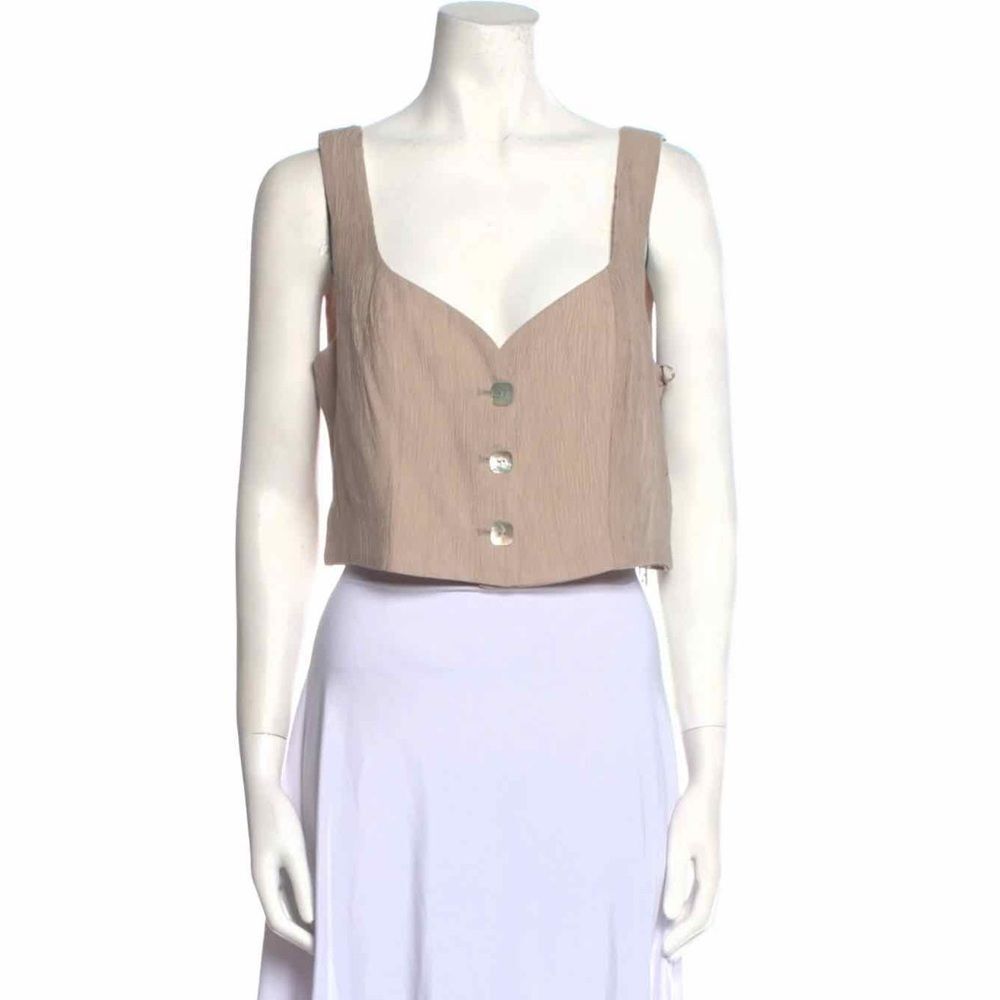 NWT Jason Wu Beige Cropped Tank with Pearly Square Buttons
